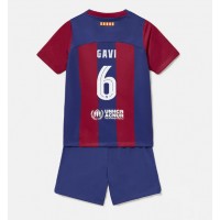 Camiseta Barcelona Paez Gavi #6 Primera Equipación Replica 2023-24 para niños mangas cortas (+ Pantalones cortos)